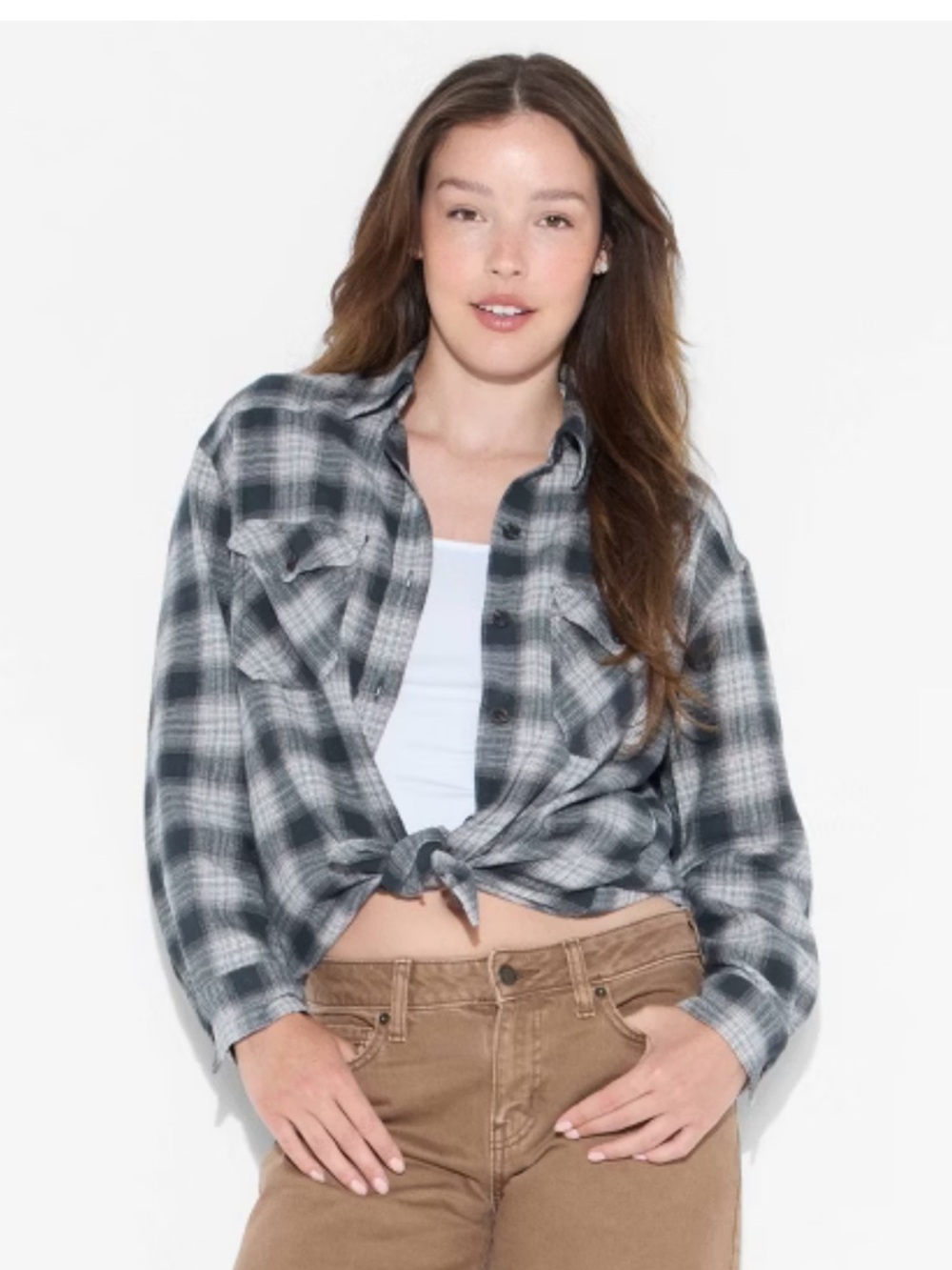 wild fable Gray Plaid Shirt